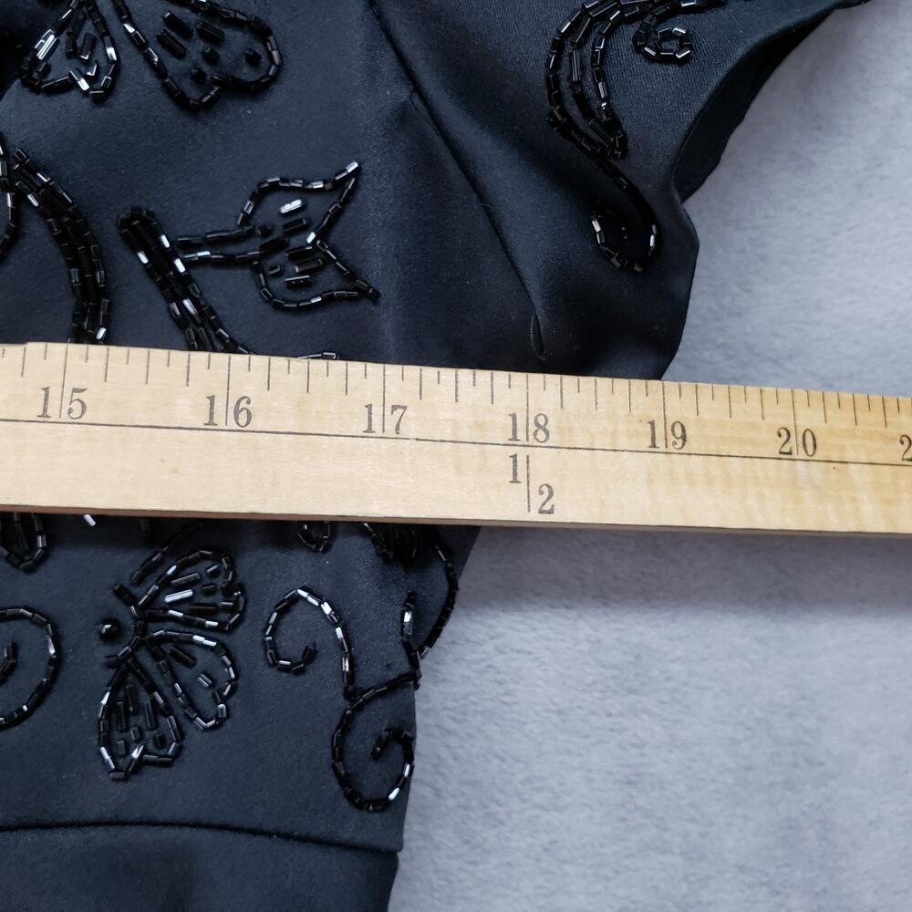 Liz Claiborne Night 14P Petite Black Evening Dress Sequin Bodice Lined Chiffon - Picture 14 of 16